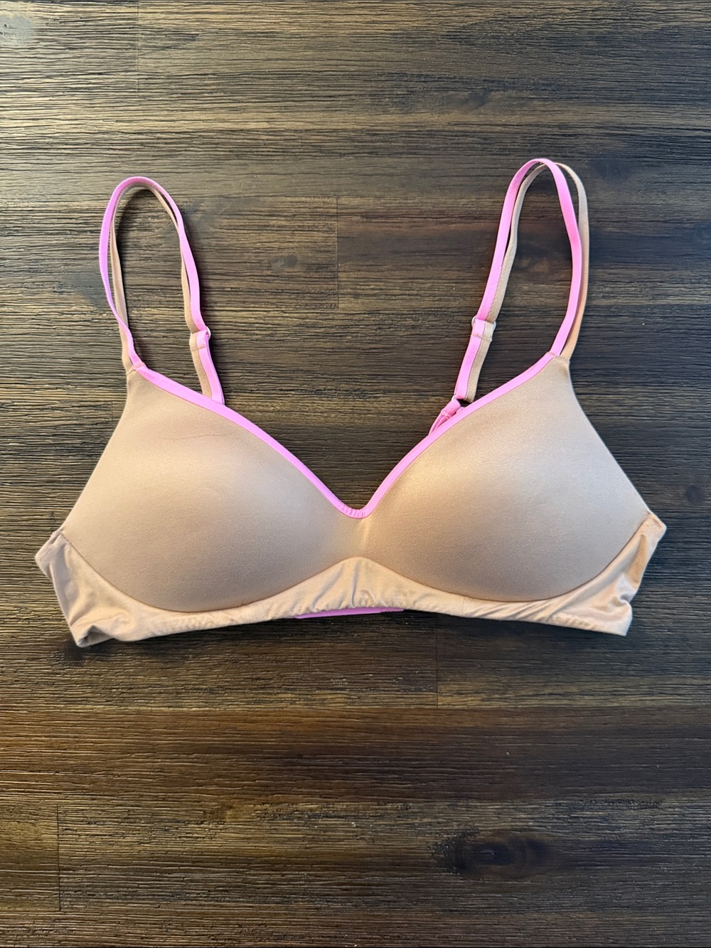 American Eagle Aerie Sunnie Wireless Push Up Bra Tan/Pink 36B